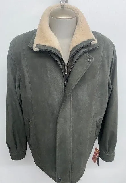 4742X Clearance - Men's Bomber Jacket - Olive Lamb Nubuck - Size 46