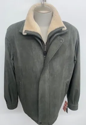4742X Clearance - Men's Bomber Jacket - Olive Lamb Nubuck - Size 46