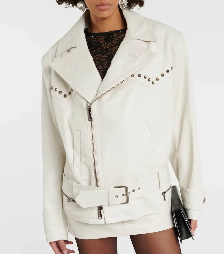 Alessandra Rich Croc-effect leather jacket