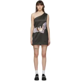 Ashley Williams Black One-Shoulder Bat Dress