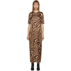 GANNI Brown Silk Tannin Dress