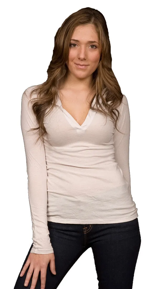 Kanvis V-Neck Hooded Tee Stone