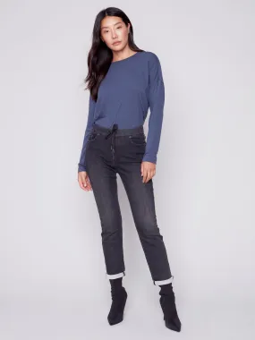 Knit Denim Jogger Pants - Charcoal
