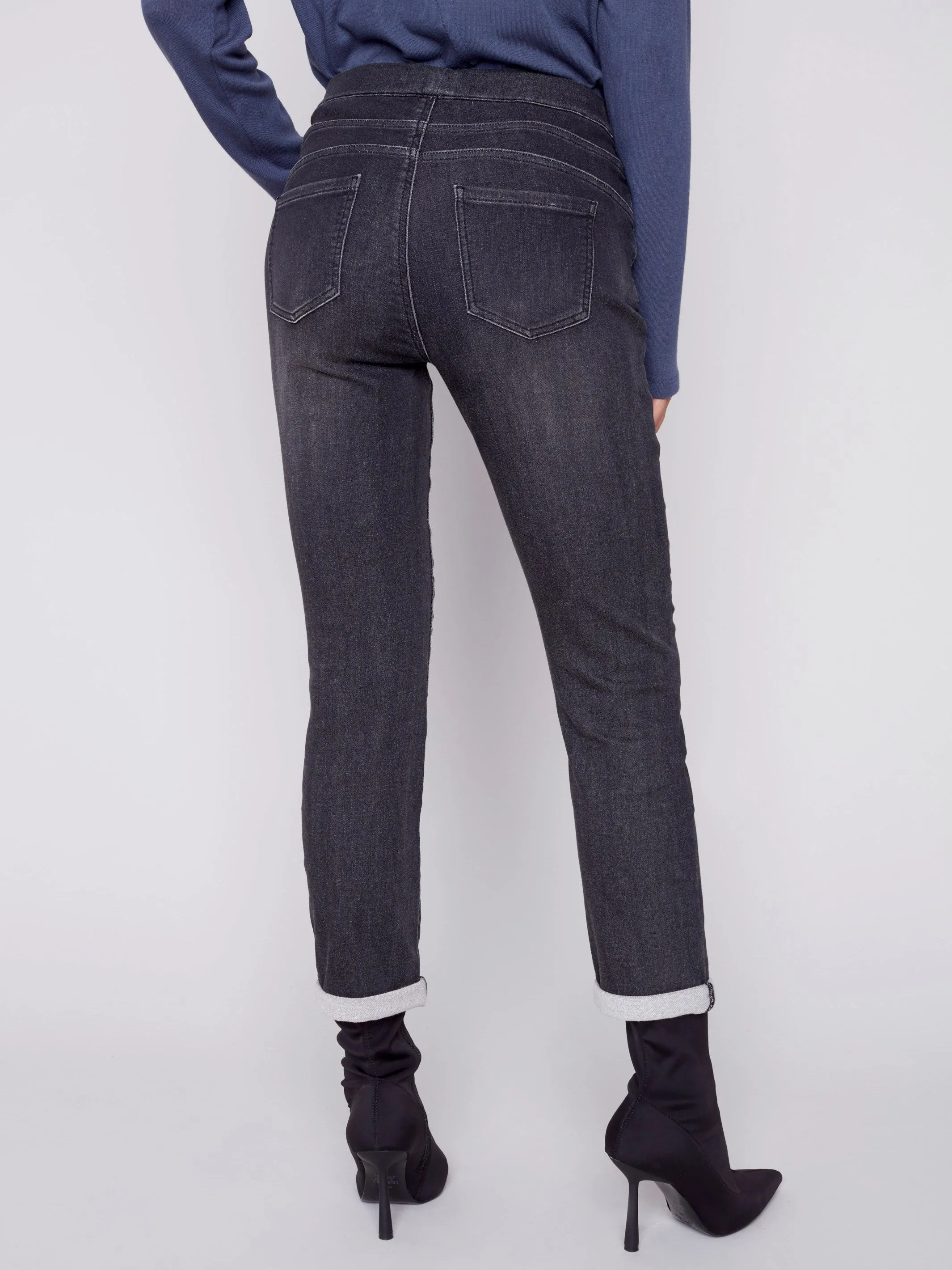 Knit Denim Jogger Pants - Charcoal