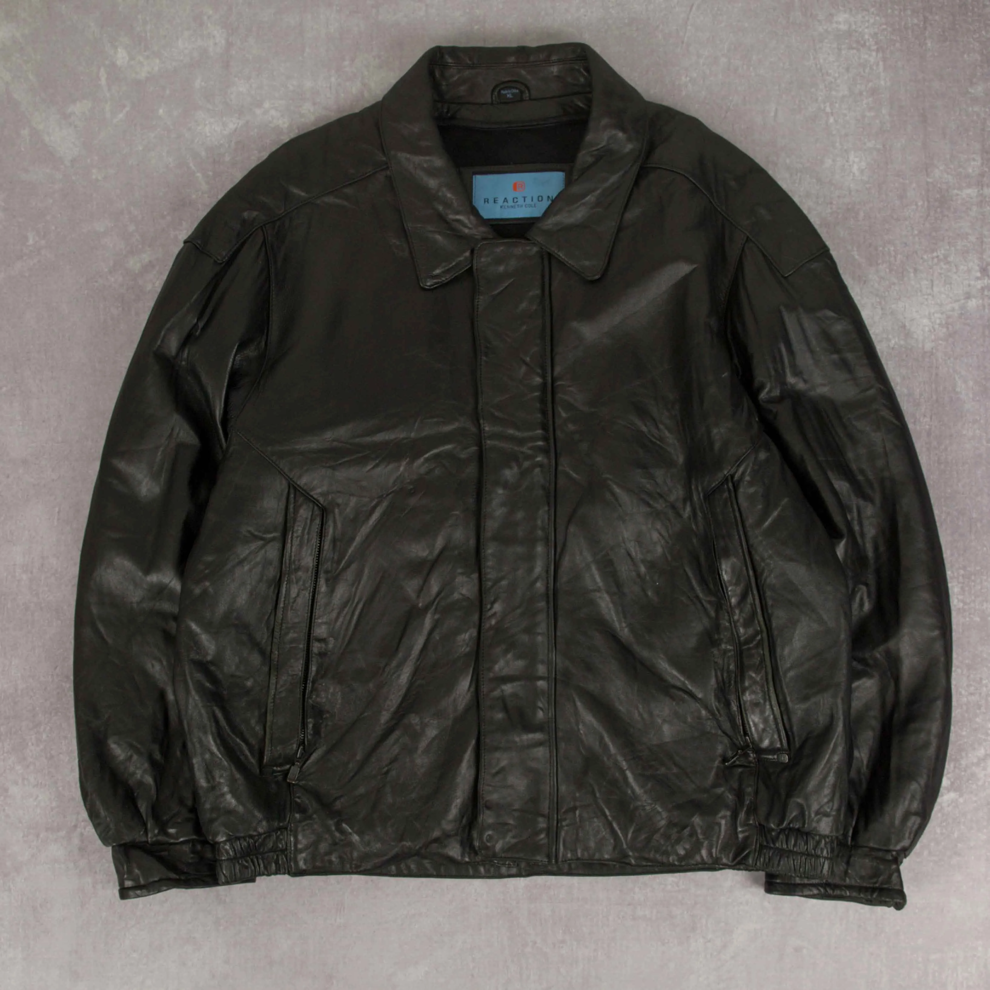 MEN'S VINTAGE LEATHER BOMBER JACKET - X-LARGE