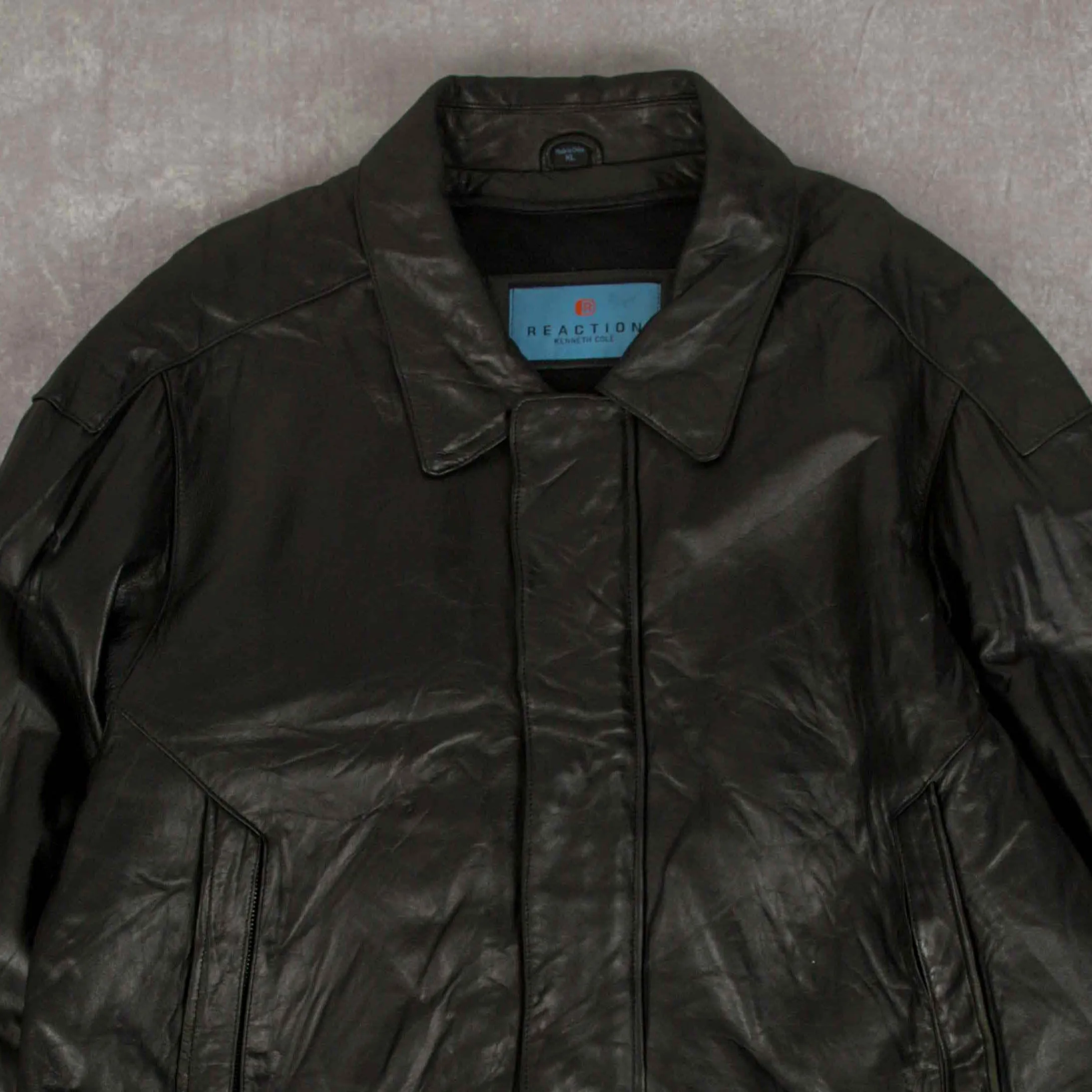 MEN'S VINTAGE LEATHER BOMBER JACKET - X-LARGE
