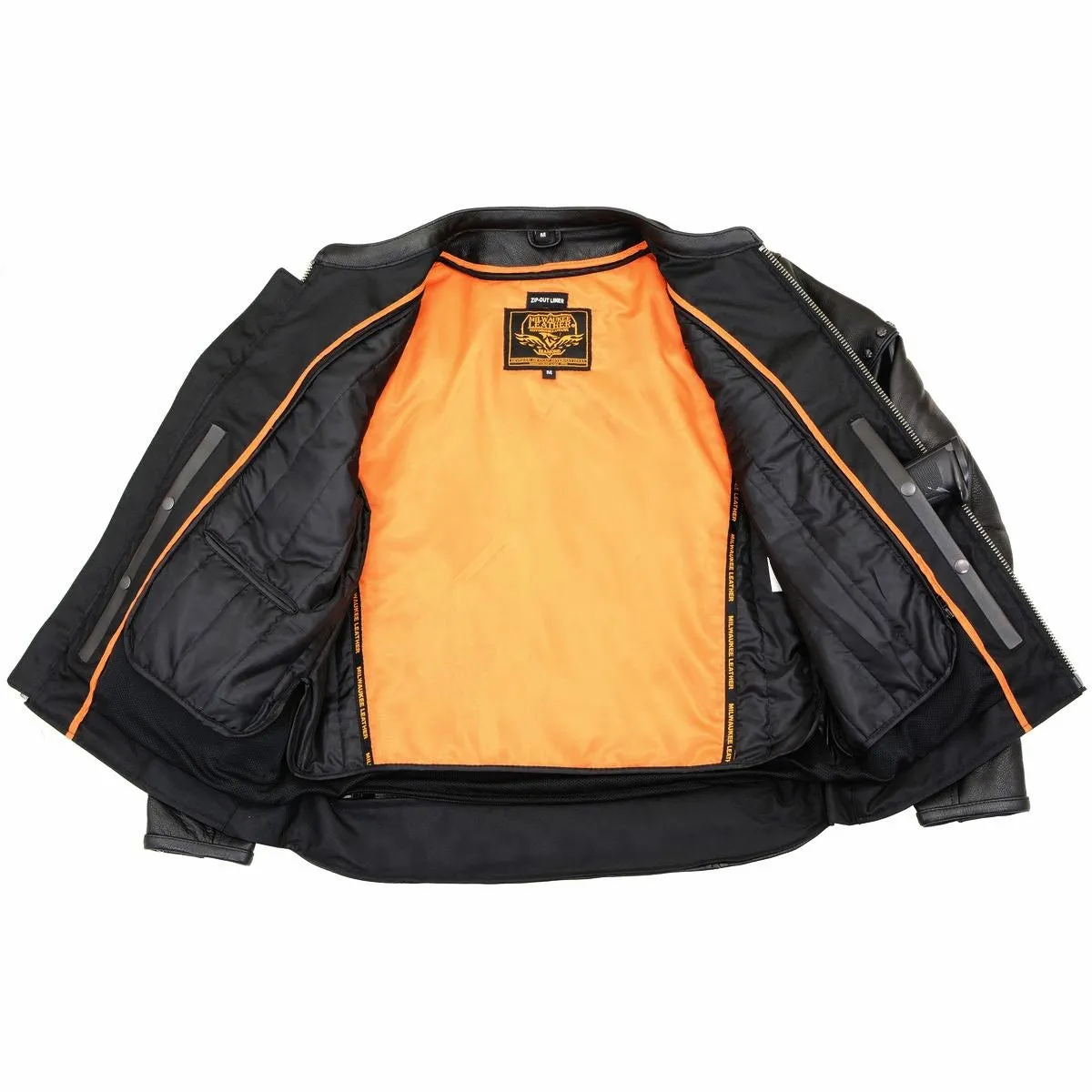 Milwaukee Leather MLM1504 Men's Black The Skelly Racer Premium Moto Leather Jacket