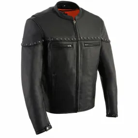 Milwaukee Leather MLM1504 Men's Black The Skelly Racer Premium Moto Leather Jacket