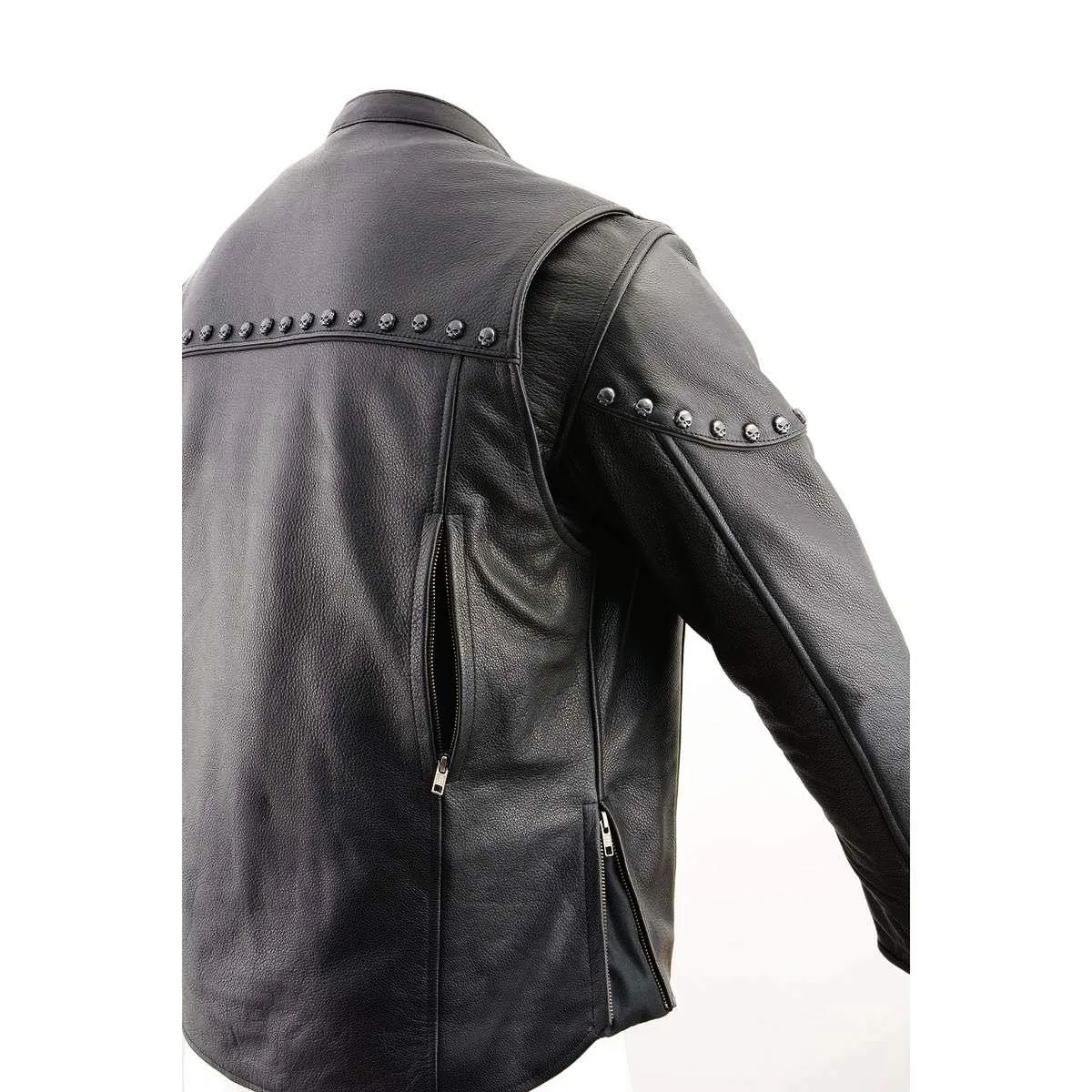 Milwaukee Leather MLM1504 Men's Black The Skelly Racer Premium Moto Leather Jacket