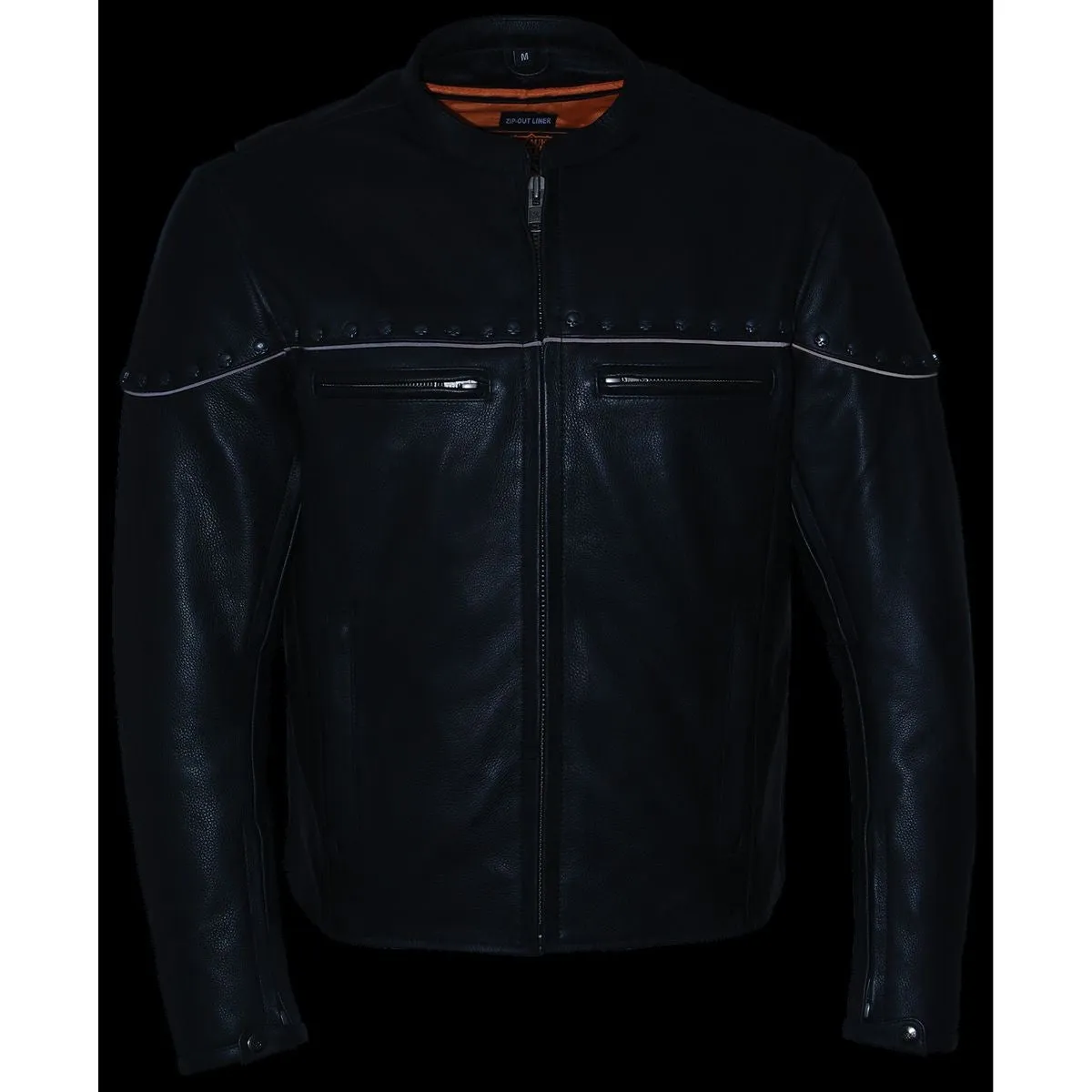 Milwaukee Leather MLM1504 Men's Black The Skelly Racer Premium Moto Leather Jacket