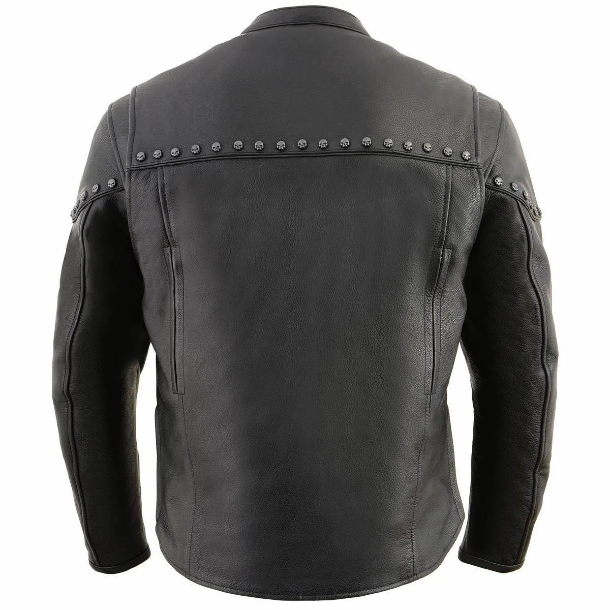 Milwaukee Leather MLM1504 Men's Black The Skelly Racer Premium Moto Leather Jacket