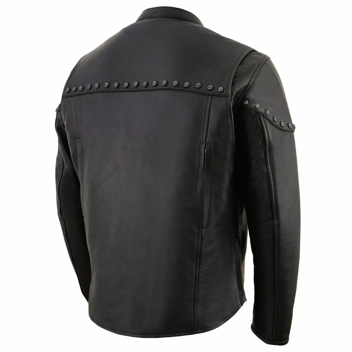 Milwaukee Leather MLM1504 Men's Black The Skelly Racer Premium Moto Leather Jacket