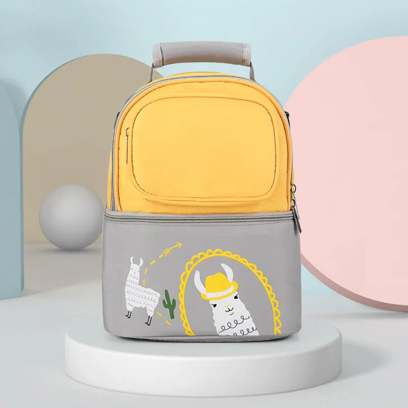 Mommy Bag For Women Cartoon Multifunctional Two-Layer Design Outdoor Backpack