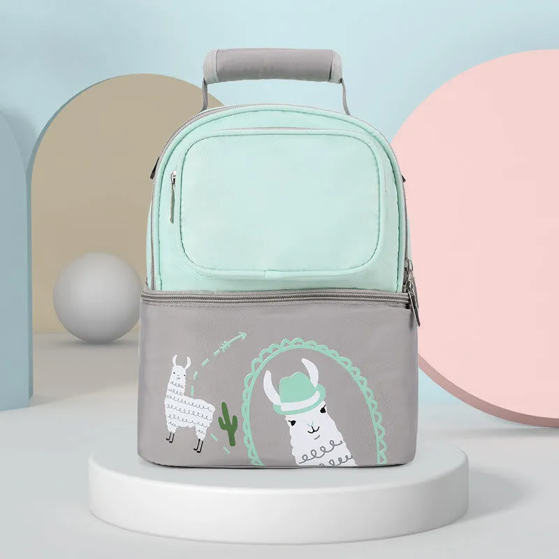 Mommy Bag For Women Cartoon Multifunctional Two-Layer Design Outdoor Backpack