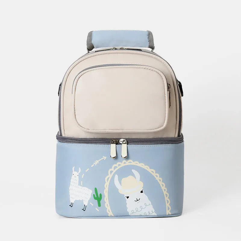 Mommy Bag For Women Cartoon Multifunctional Two-Layer Design Outdoor Backpack
