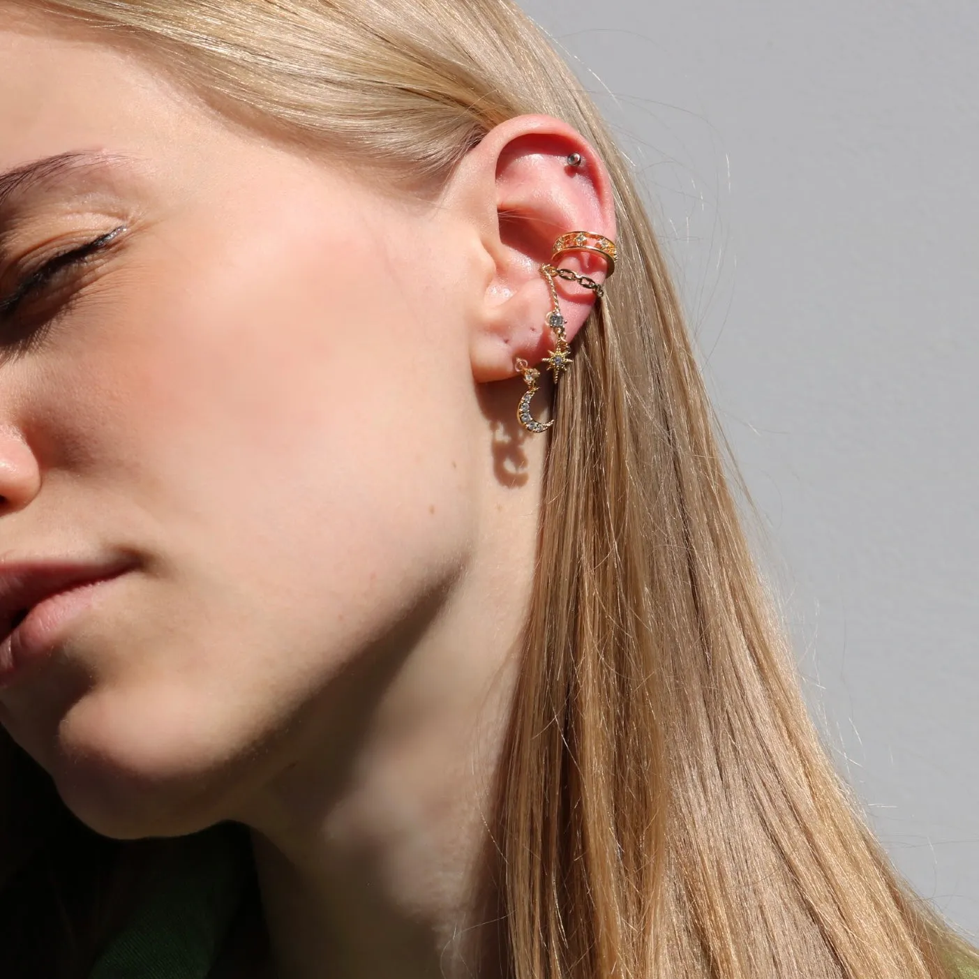 Moon & Star Clip On Earrings