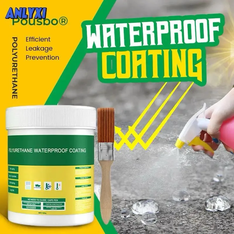 Polyurethane Waterproof Coating Invisible Paste Sealant Glue with Brush Adhesive Repair Glue for Home Roof (30/100/300g)