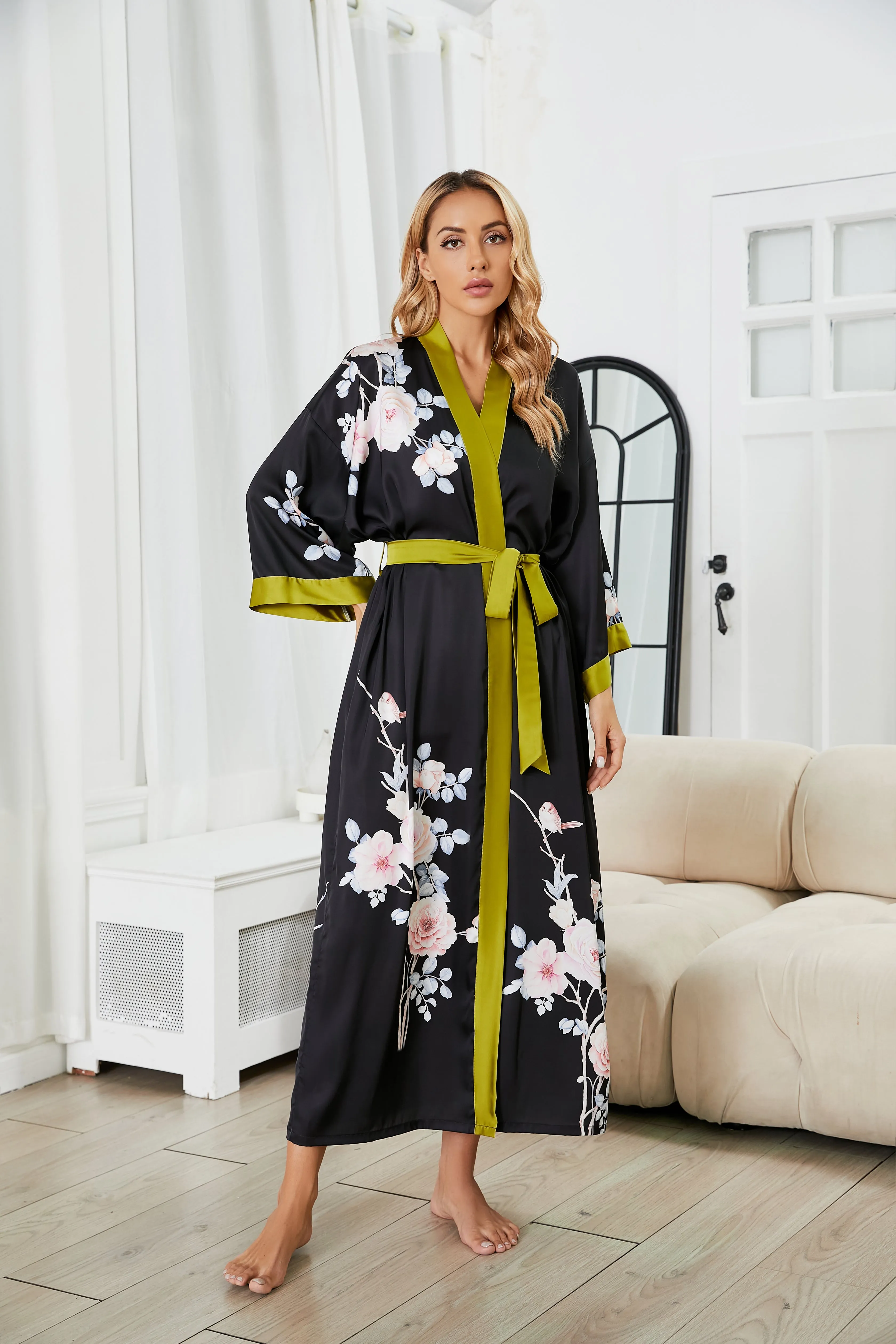Women Satin Silk Kimono Robes